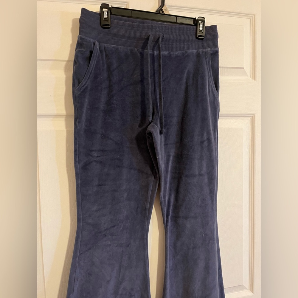Aerie Y2K Real Obsessed Blue Velour High Waisted Pants Womens Size M